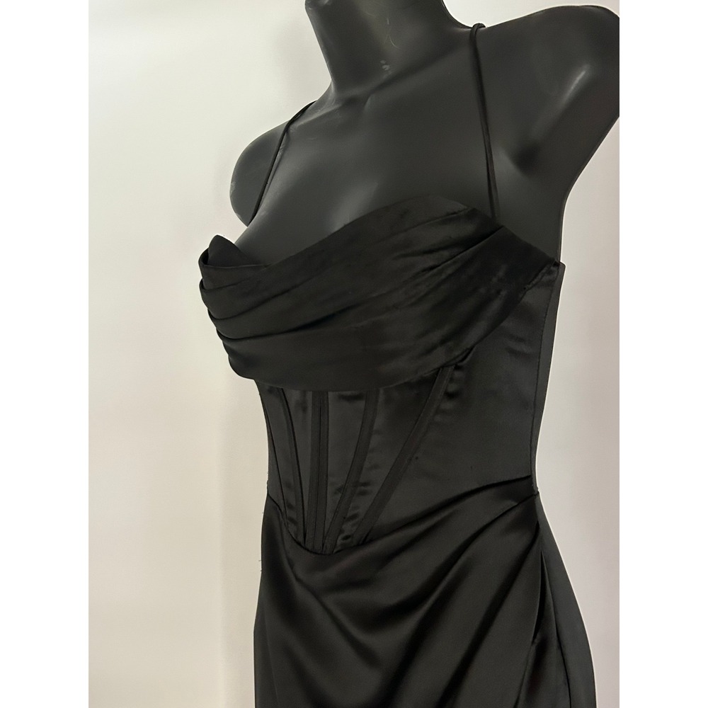 GB Black Corset Strappy Ruched Long Gown Dress Prom Homecoming Junior‎ Size 3 - Picture 2 of 16